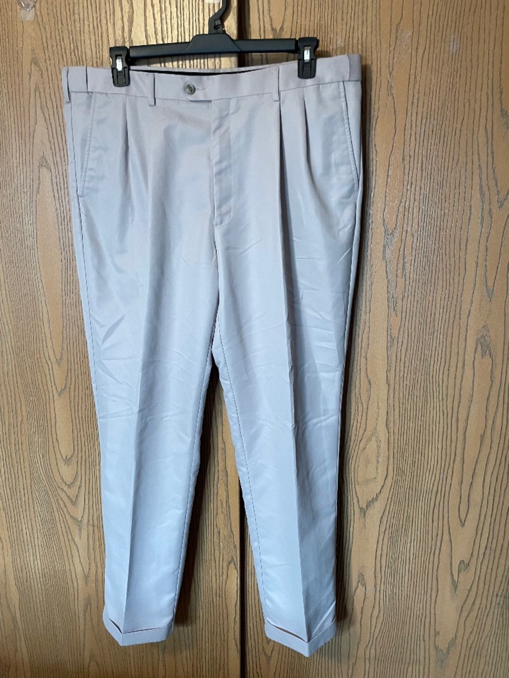 MEN’S PERRY ELLIS PORTFOLIO PANTS 40 X 32 KHAKI TAN PLEATED CUFFED HEM